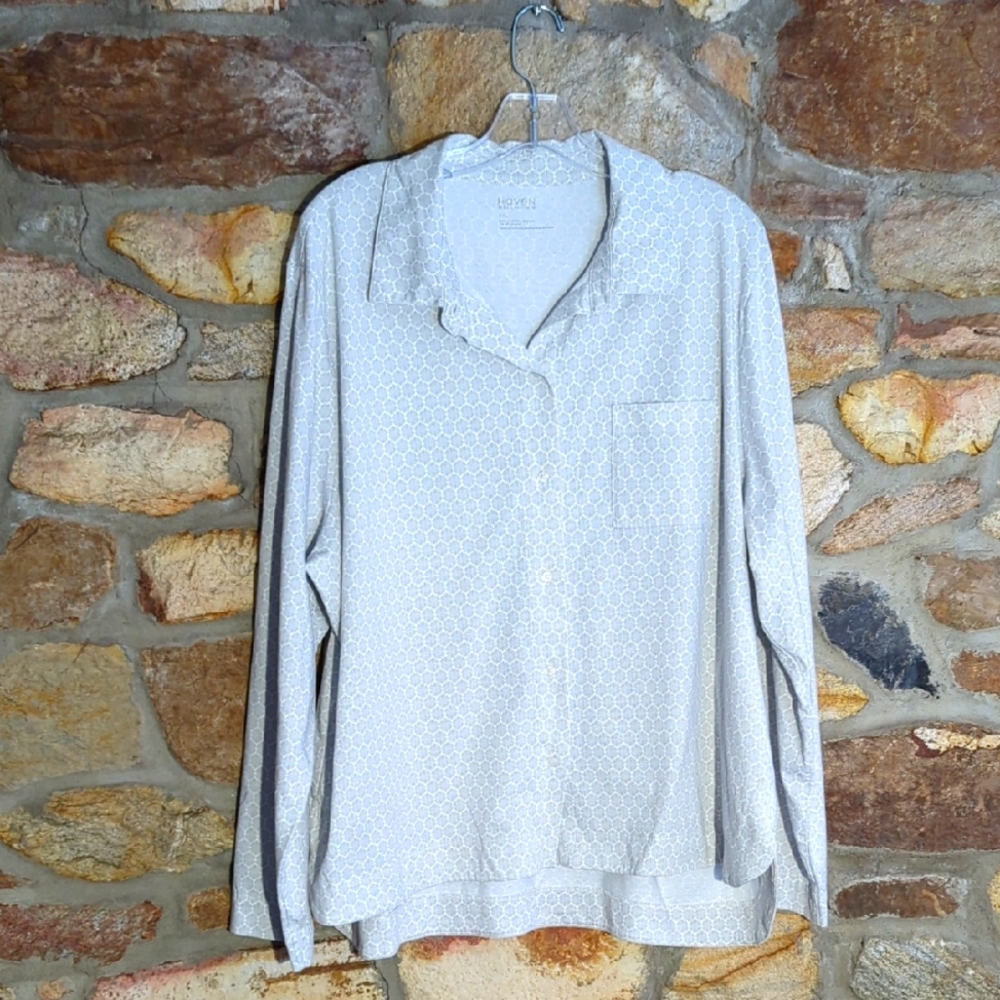 Haven well within gray button up sleep shirt
